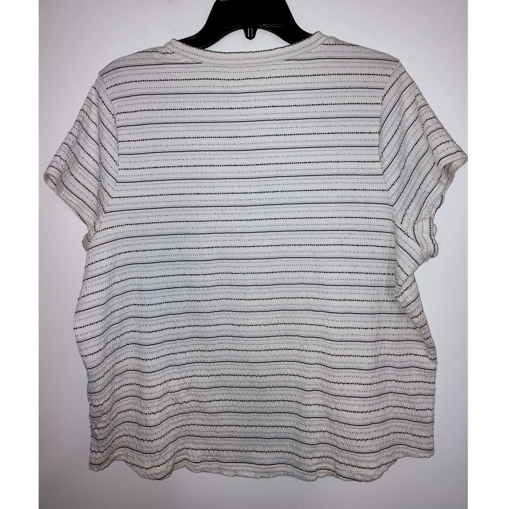 Madewell Womens XL White Black Striped Textured Short Sleeve T-Shirt‎ - Picture 2 of 7